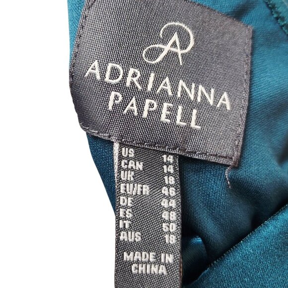 Adrianna Papell Womens Teal One Shoulder  Maxi party Dress Size 14 blue - Picture 2 of 12